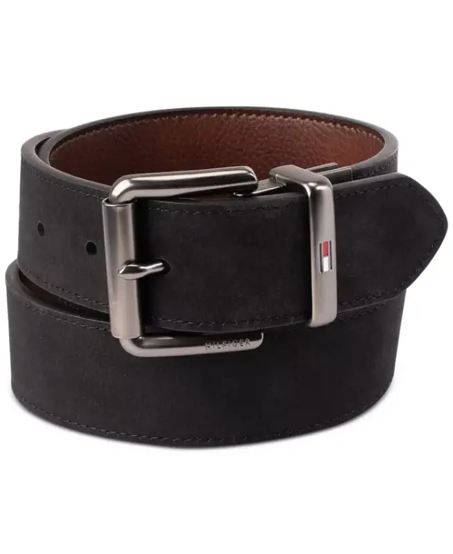 Men’s Two-In-One Reversible Casual Matte and Pebbled Belt - Navy/black - 8