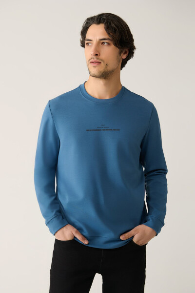 Erkek Indigo Bisiklet Yaka Sweatshirt - 6