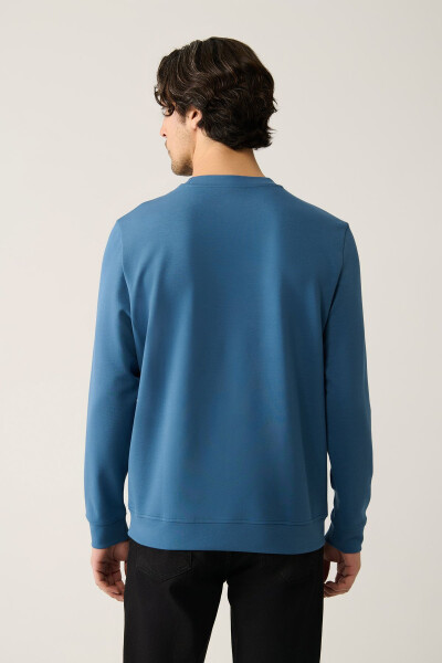 Erkek Indigo Bisiklet Yaka Sweatshirt - 9