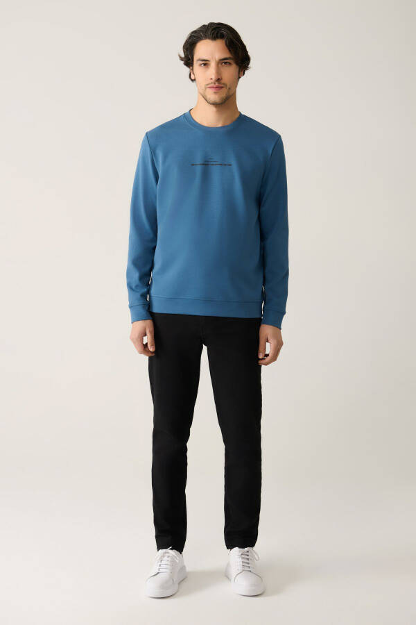 Erkek Indigo Bisiklet Yaka Sweatshirt - 10