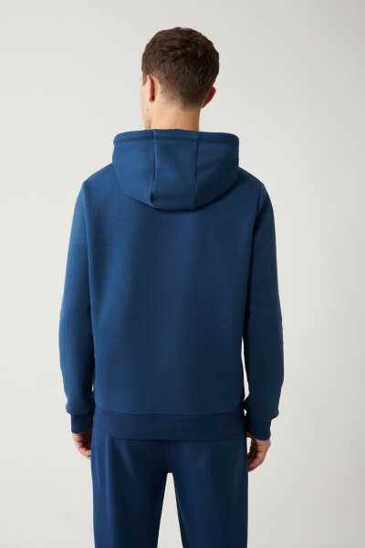 Erkek Indigo Sweatshirt Kapüşonlu - 10