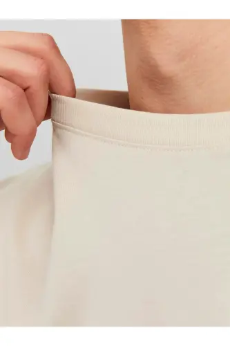 Erkek Jack & Jones Baskılı Bisiklet Yaka T-Shirt - Gri-Gri - 6