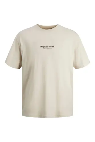 Erkek Jack & Jones Baskılı Bisiklet Yaka T-Shirt - Gri-Gri - 7