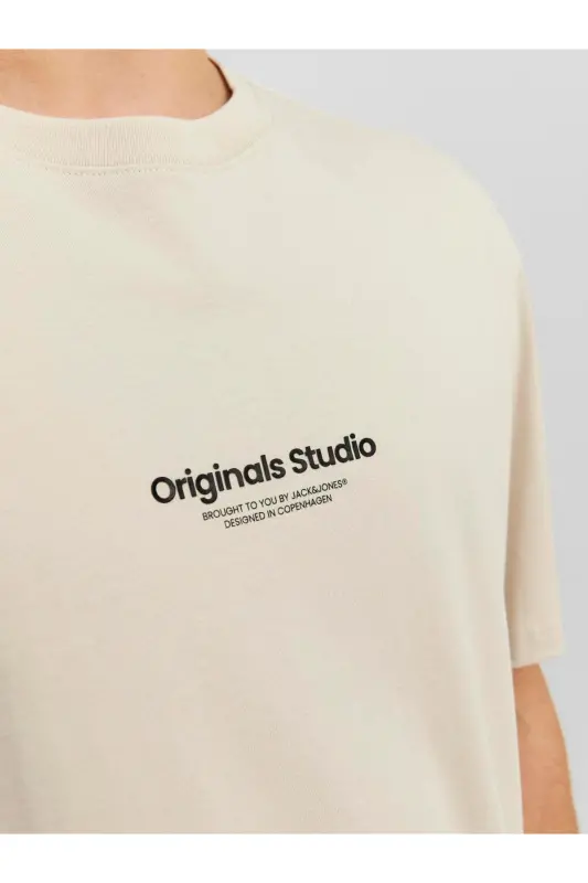 Erkek Jack & Jones Baskılı Bisiklet Yaka T-Shirt - Gri-Gri - 5