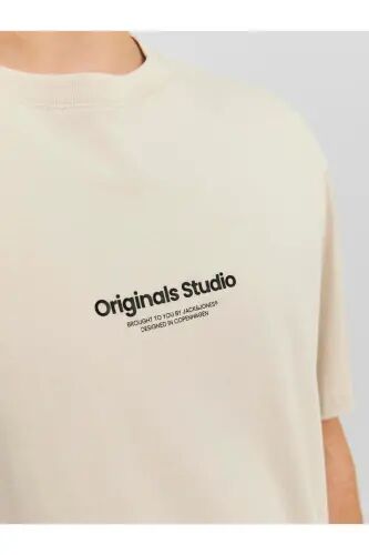 Erkek Jack & Jones Baskılı Bisiklet Yaka T-Shirt - Gri - Gri - 5