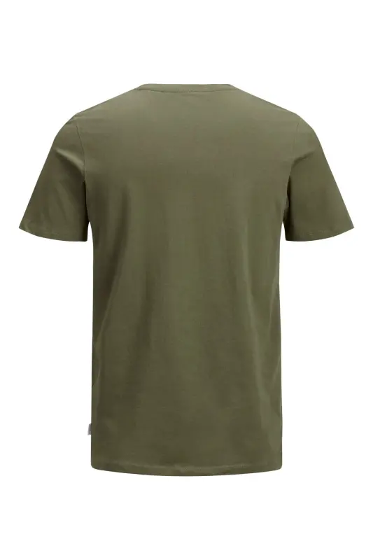 Erkek Jack & Jones Düz Bisiklet Yaka T-Shirt - Haki - Haki - 8