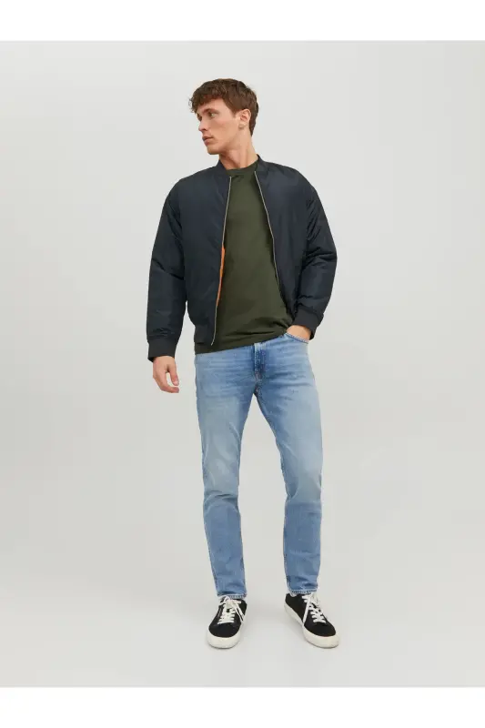 Erkek Jack & Jones Düz Bisiklet Yaka T-Shirt - Haki-Haki - 2