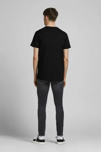 Erkek Jjebasher Bisiklet Yaka T-shirt 12182498 Siyah - Siyah - 5