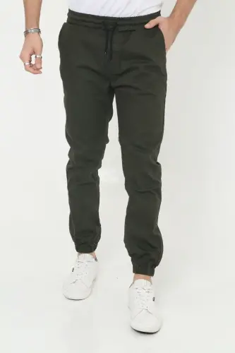 Erkek Jogger Bel Lastikli Pantolon-HAKİ - 1