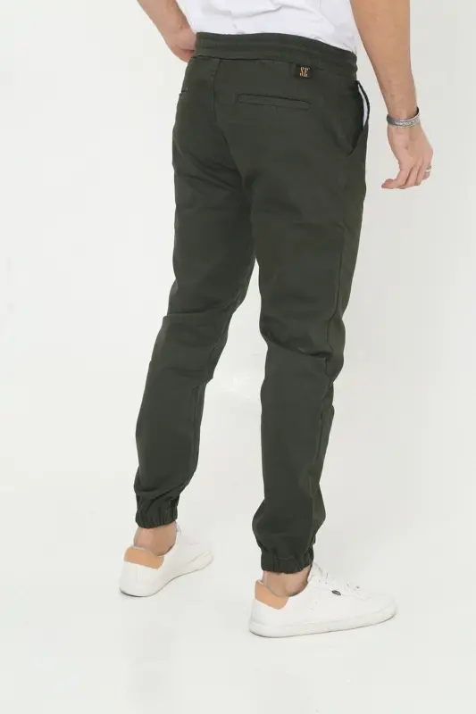 Erkek Jogger Bel Lastikli Pantolon-HAKİ - 6