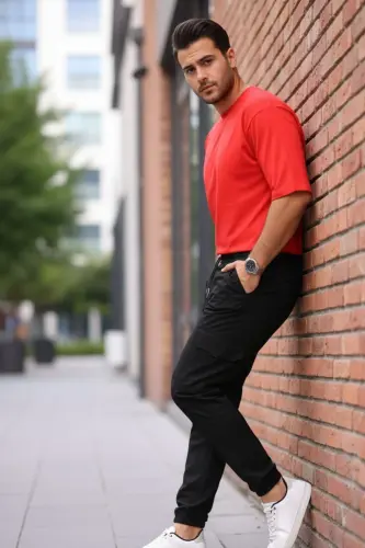 Erkek Jogger Bel Lastikli Pantolon-SİYAH - COMSTAR (1)