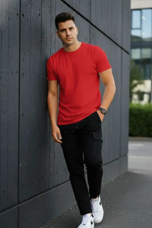 Erkek Jogger Bel Lastikli Pantolon-SİYAH - 5