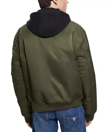 Men's John Bomber Jacket with Removable Hooded Inset-Olive Morning Multi - GUESS (1)
