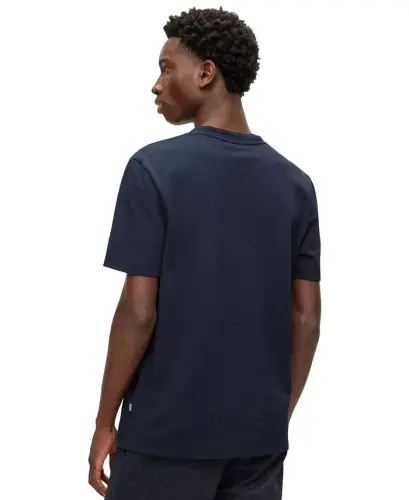 Men's Cotton-Blend Bubble-Jacquard T-Shirt - Dark Blue 
