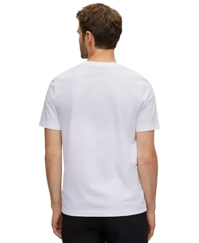Men's Cotton-Blend Bubble-Jacquard T-Shirt - White - HUGO BOSS