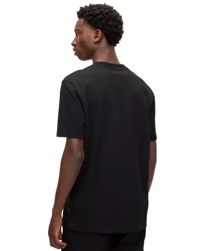 Men's Cotton-Blend Bubble-Jacquard T-Shirt - Black - 2