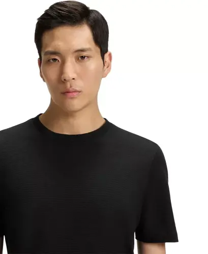 Men's Cotton-Blend Bubble-Jacquard T-Shirt - Black - 6