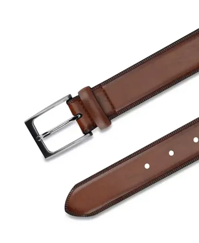 Men's Embossed Edge Belt, Created for Modazone - Cognac - 7