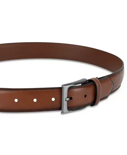 Men's Embossed Edge Belt, Created for Modazone - Cognac - 9