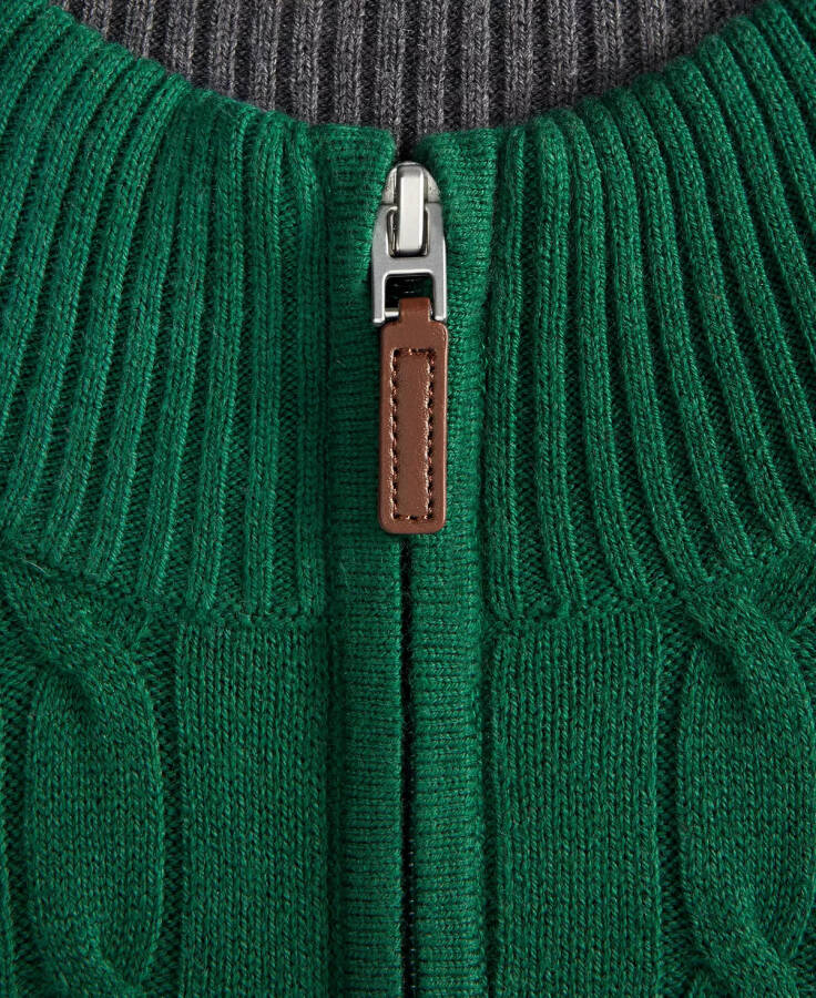 Men's Cable Knit Quarter-Zip Sweater, Modazone Exclusive-Bonsai - 4