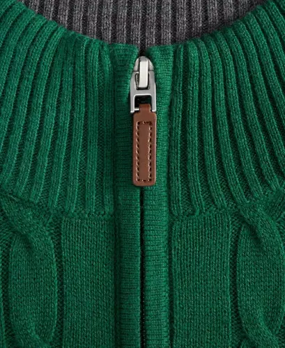 Men's Cable Knit Quarter-Zip Sweater, Modazone Exclusive - Bonsai - 3