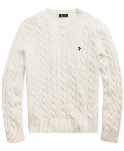 Men's Cable-Knit Cotton Sweater-Andover Cream - 4