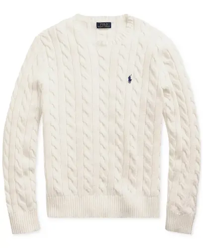 Men's Cable-Knit Cotton Sweater - Andover Cream - 4
