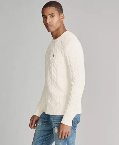 Men's Cable-Knit Cotton Sweater - Andover Cream 