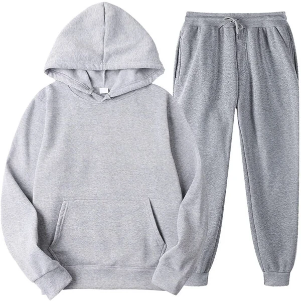 Mens Womens 2-Pieces Sweatsuits Fall Winter Hoodie Sweatpants Tracksuits Solid Color Casual Sets for Jogging Workout- - NEBZCIV