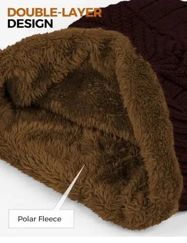 Beanie Hats for Men Women Neck Warmer Cold Weather Gear Men Gift Set for Winter Hat Neck Scarf Guys Face Mask Snow Suits - 4