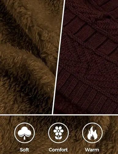 Beanie Hats for Men Women Neck Warmer Cold Weather Gear Men Gift Set for Winter Hat Neck Scarf Guys Face Mask Snow Suits - 5