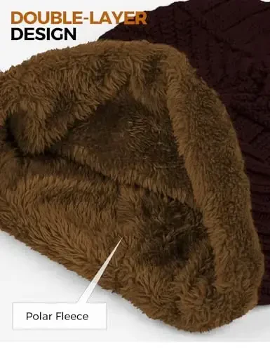 Beanie Hats for Men Women Neck Warmer Cold Weather Gear Men Gift Set for Winter Hat Neck Scarf Guys Face Mask Snow Suits - 4