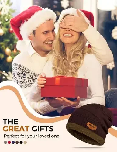 Beanie Hats for Men Women Neck Warmer Cold Weather Gear Men Gift Set for Winter Hat Neck Scarf Guys Face Mask Snow Suits - 7