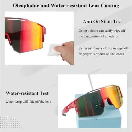 Ukoly Sport Sunglasses for Men and Women,HD PC Lens UV400 Protection | Sun Glasses for Running Cycling Baseball Fishing Golf Hiking,with 1 Lens or 3 Interchangeable Lens - 5