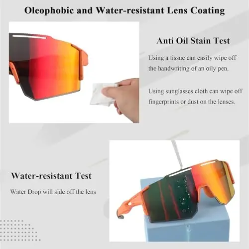 Ukoly Sport Sunglasses for Men and Women,HD PC Lens UV400 Protection | Sun Glasses for Running Cycling Baseball Fishing Golf Hiking,with 1 Lens or 3 Interchangeable Lens - 5