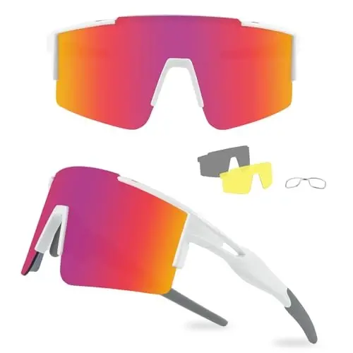 Ukoly Cycling Sunglasses for Men Women with 3 Interchangeable Lenses, Polarized Sports Sunglasses, Baseball Sunglasses - 1