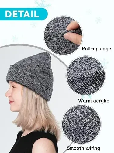 Glooarm Beanie for Men Women Knit Winter Hats Beanies Warm Slouchy Unisex Cuffed Beanies Skull Caps - 4