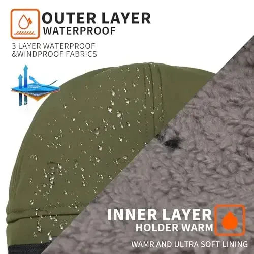 Trapper Hat for Men Women Waterproof Winter Warm Baseball Cap with Ear Flaps and Mask - 6