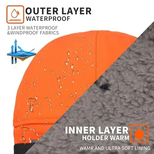 Trapper Hat for Men Women Waterproof Winter Warm Baseball Cap with Ear Flaps and Mask - 5