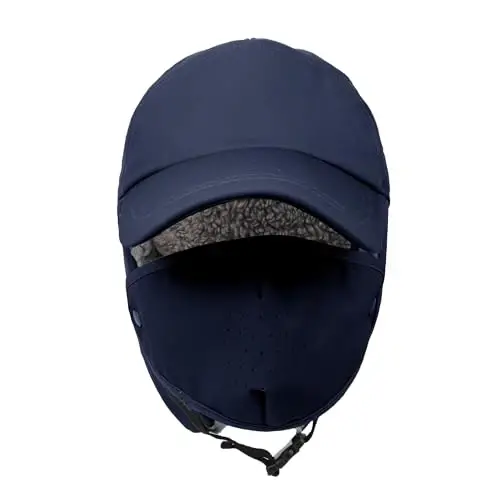Trapper Hat for Men Women Waterproof Winter Warm Baseball Cap with Ear Flaps and Mask - 4