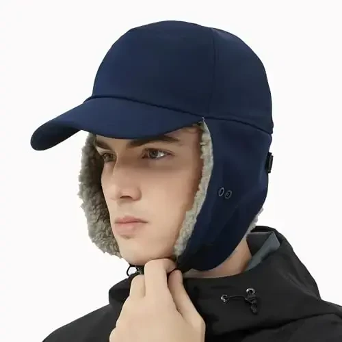 Trapper Hat for Men Women Waterproof Winter Warm Baseball Cap with Ear Flaps and Mask - TRAPPER