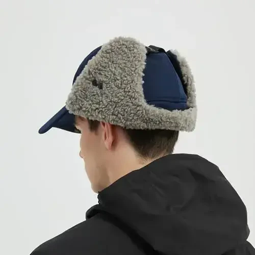 Trapper Hat for Men Women Waterproof Winter Warm Baseball Cap with Ear Flaps and Mask - 2