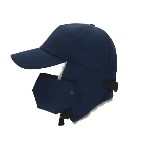 Trapper Hat for Men Women Waterproof Winter Warm Baseball Cap with Ear Flaps and Mask - 5