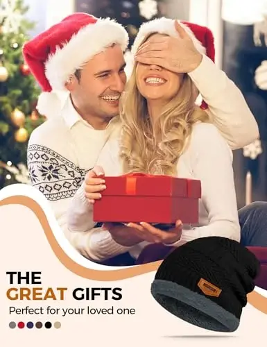 Beanie Hats for Men Women Neck Warmer Cold Weather Gear Men Gift Set for Winter Hat Neck Scarf Guys Face Mask Snow Suits - 7