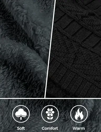 Beanie Hats for Men Women Neck Warmer Cold Weather Gear Men Gift Set for Winter Hat Neck Scarf Guys Face Mask Snow Suits - 5