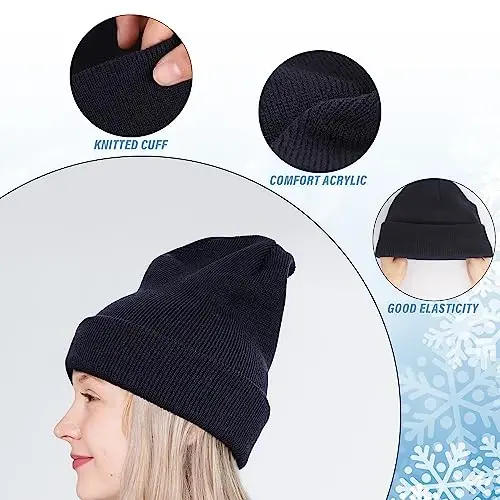 Glooarm Beanie for Men Women Knit Winter Hats Beanies Warm Slouchy Unisex Cuffed Beanies Skull Caps - 3