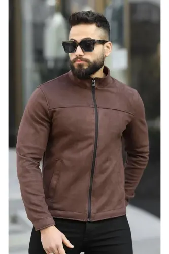 Erkek Kahve Baharlık Süet Ceket-Kahve - 6