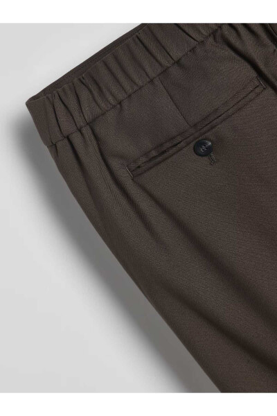 Erkek Kahverengi Beli Lastikli Duble Paça Jogger Pantolon - 3