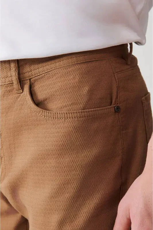 Erkek Kamel Esnek 5 Cepli Kanvas Pantolon E003007 - 6