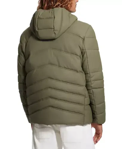Men's Quilted Faux Leather Hooded Jacket-Olive Morning - GUESS (1)
